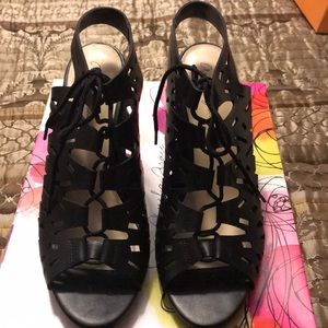 Black lace up heel/sandal